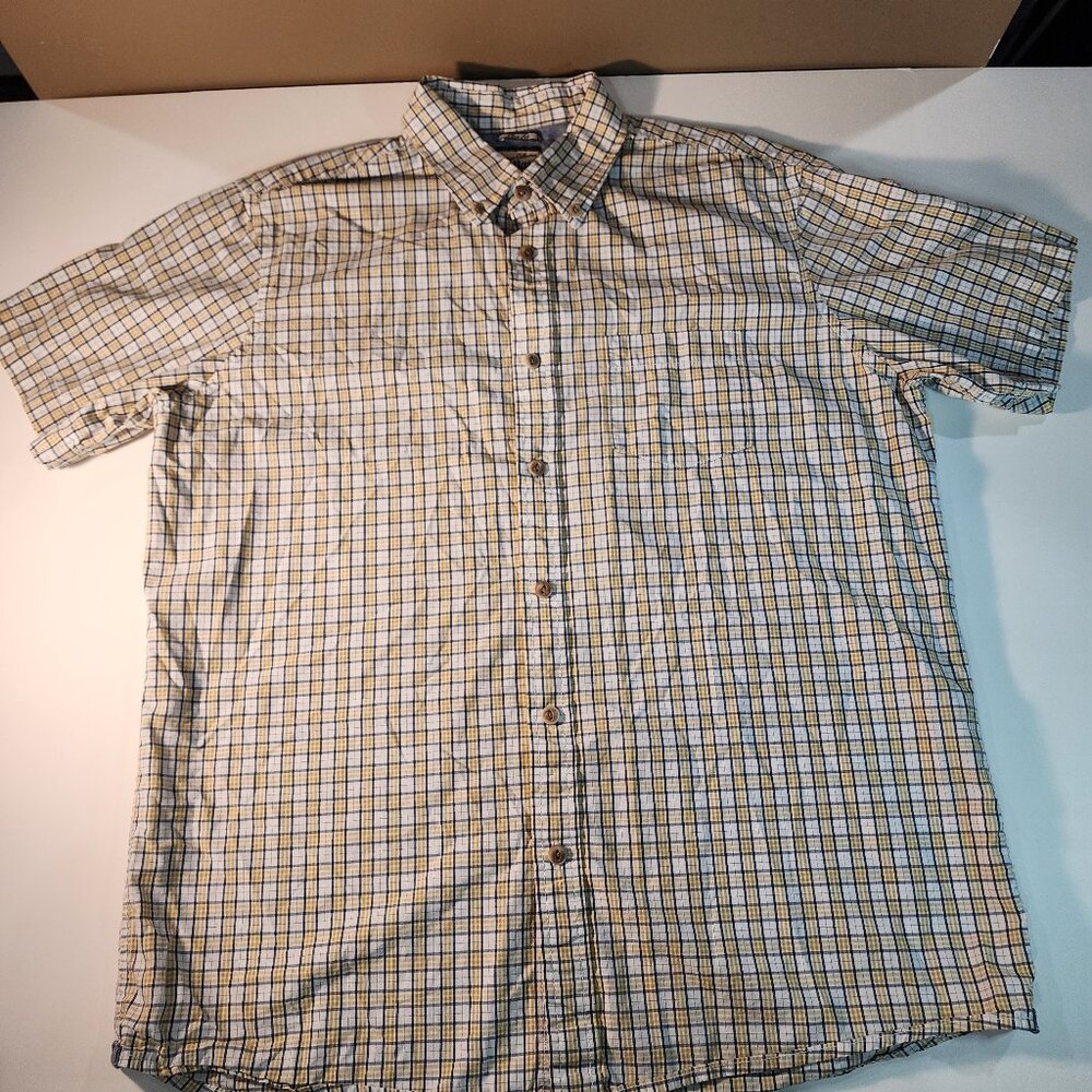 Heritage Collection by Bass Yellow/Navy Short Sleeve Button Up Collard Shirt szL